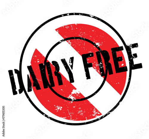 Dairy Free rubber stamp. Grunge design with dust scratches. Effects can be easily removed for a clean, crisp look. Color is easily changed.