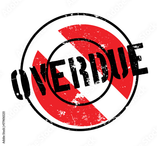 Overdue rubber stamp. Grunge design with dust scratches. Effects can be easily removed for a clean, crisp look. Color is easily changed.