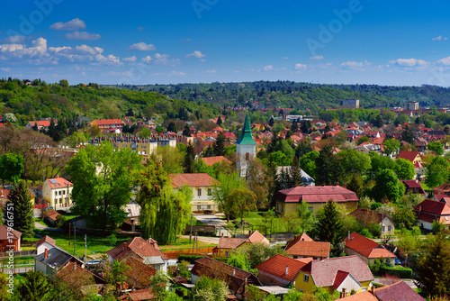 View to the Miskolc city from the wall of Diosgyor castle, Hungary