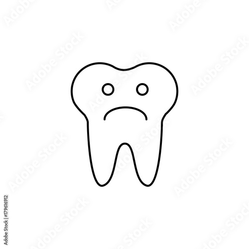 Tooth sad face sign icon. Aching tooth symbol. Unhealthy teeth. Report document, information and check tick icons