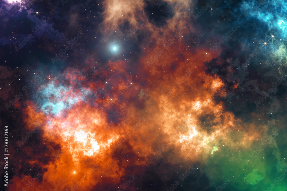 Universe filled with stars, nebula and galaxy 3d illustration