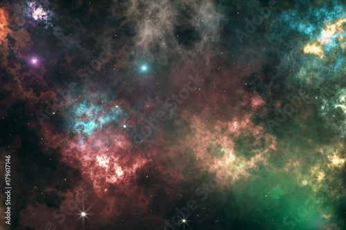 Universe filled with stars  nebula and galaxy 3d illustration