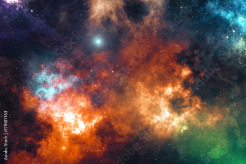 Fototapeta Naklejka Na Ścianę i Meble -  Universe filled with stars, nebula and galaxy 3d illustration