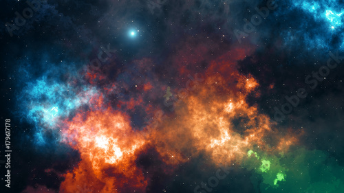 Universe filled with stars, nebula and galaxy 3d illustration