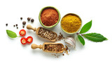 Various spices isolated on white background