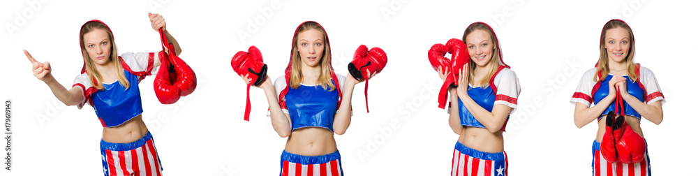 Female boxer isolated on the white background Female boxer isolated on the white background