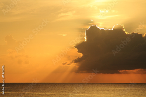 Sunset in Jamaica. Caribbean sea.