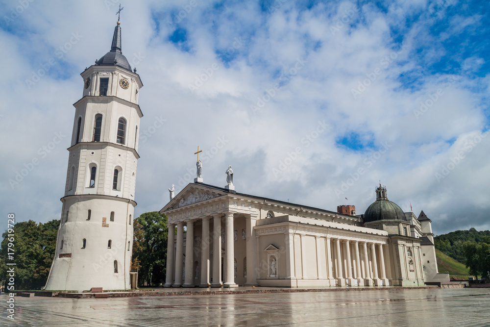 Cathedral Basilica Of St. Stanislaus And St. Vladislav On Cathedral Square in Vilnius, Lithuania.