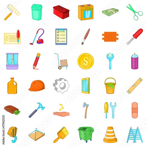 Pencil icons set, cartoon style