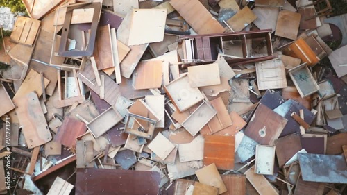 dump old retro used worn furniture throwing out falling board table battered chair timeworn wooden wardrobe malfunction bunch ancient wooden material plank thrown wood timber lumber rubbish junk top