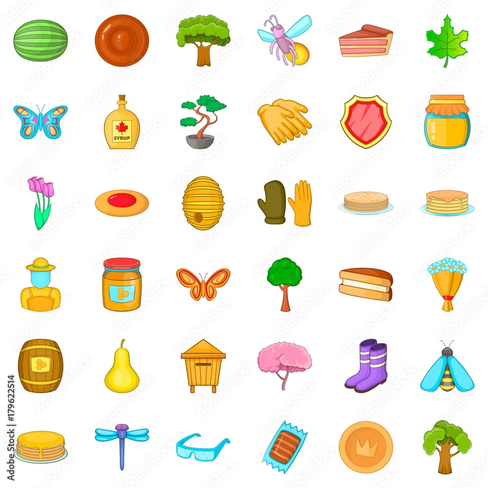 Barrel icons set, cartoon style Barrel icons set, cartoon style