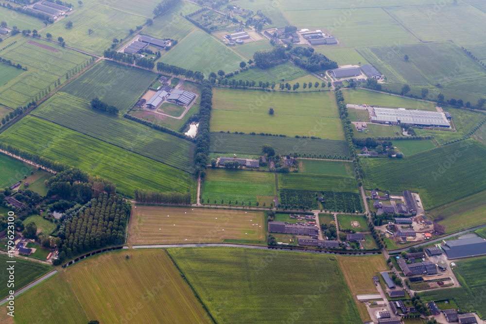 Aerial view of a rural landscape near Eindhoven, Netherlands