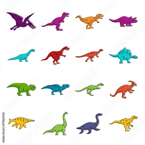 Dinosaur icons doodle set