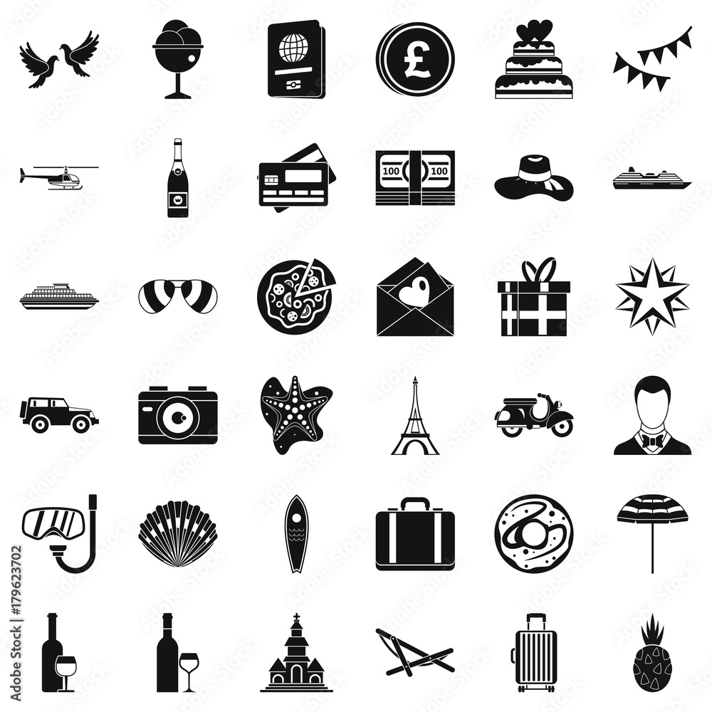 Naklejka premium Bride icons set, simple style