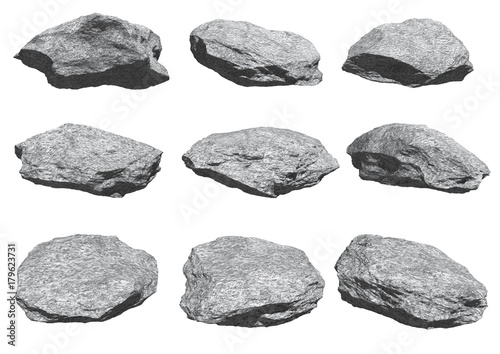 rocks set isolated on white background.