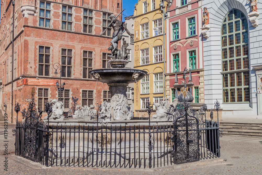 Neptune's fountain in Gdansk, Poland