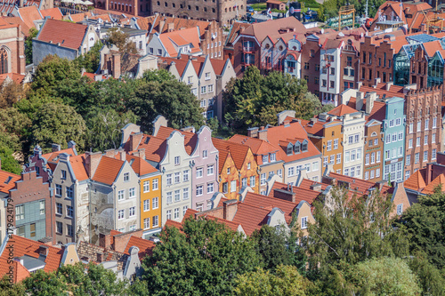 Aerial view of Gdansk, Poland. Taken from the tower of St. Mary's Church.