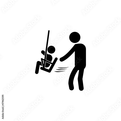 Father Dad Daddy Son Family Parent Parenthood Fatherhood Icon. child with father on a swing icon. Simple black family icon. Can be used as web element, family design icon