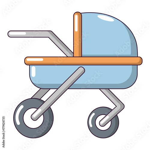 Baby carriage family icon, cartoon style