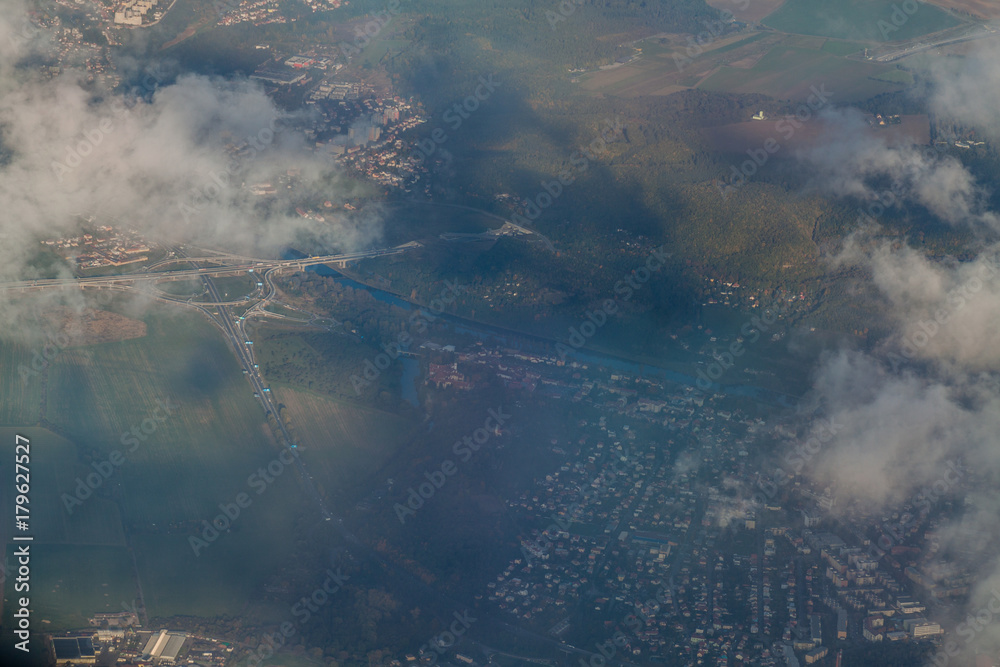Aerial view of Prague suburbs, Czech Republic Aerial view of Prague suburbs, Czech Republic