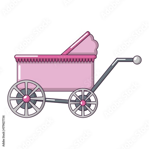 Baby carriage ancient icon, cartoon style