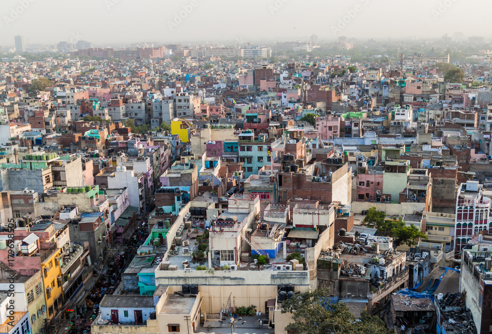 Aerial view od Old Delhi, India.