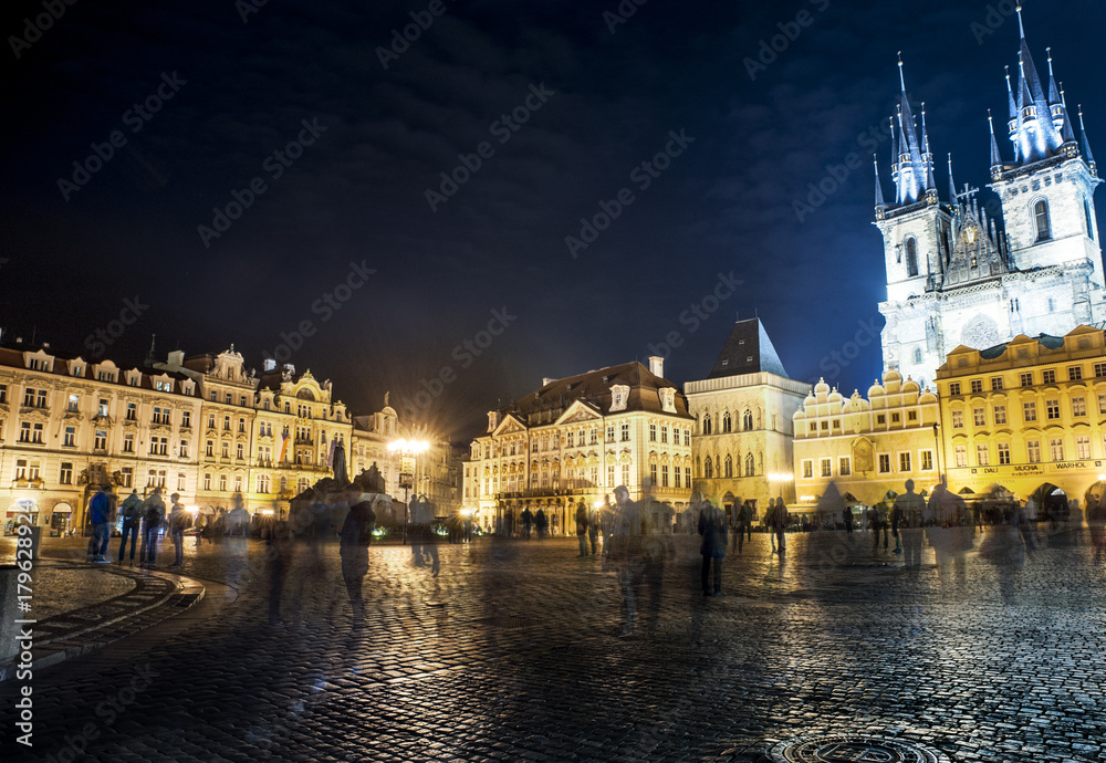 Old Town Square in Prague at night