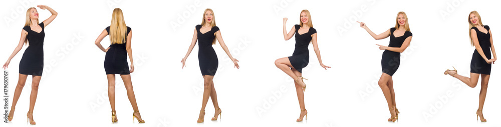 Collage of woman in fashion look isolated on white Collage of woman in fashion look isolated on white
