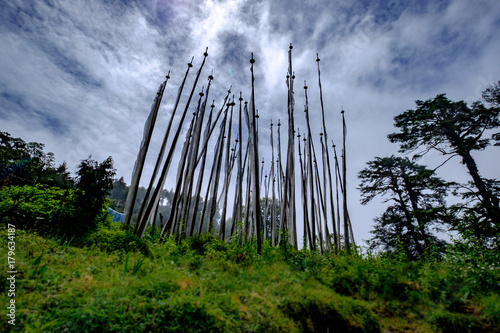 Funeral flags at Dochula pass  Bhutan