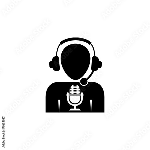 Man with microphone Vector icon. Media element icon. Premium quality graphic design. Signs, outline symbols collection icon for websites, web design, mobile app, info graphics © gunayaliyeva