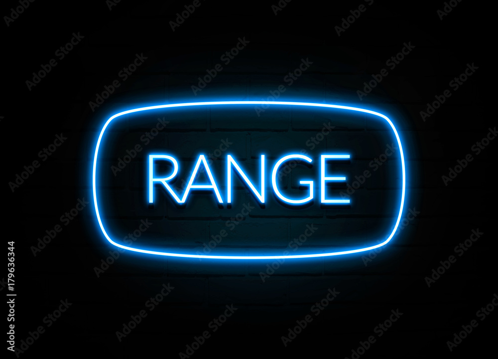 Range  - colorful Neon Sign on brickwall
