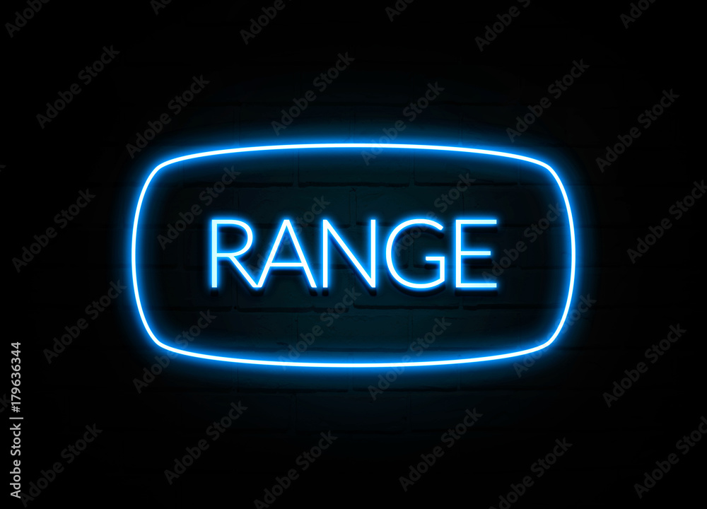 Range - colorful Neon Sign on brickwall Range - colorful Neon Sign on brickwall