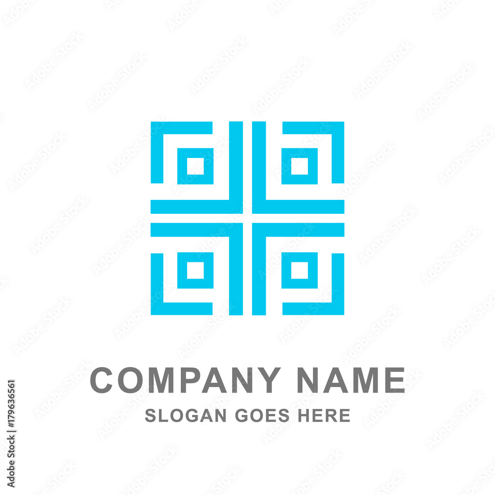 Geometric Blue Square Oriental Ornament Logo Vector Icon Geometric Blue Square Oriental Ornament Logo Vector Icon
