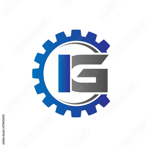 ig initial logo vector with gear blue gray photo