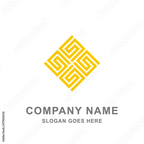 Oriental Ornament Gold Rhombus Geometric Logo Vector Icon 