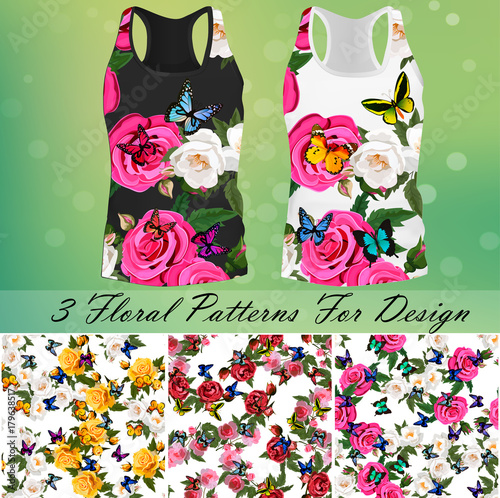 T-shirt with an trendy rose and butterfly design