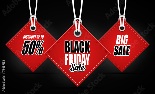 Black Friday sales tag on black background
