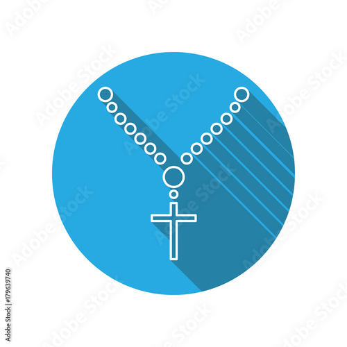 Holy rosary beads flat icon. Religion elements icon. Premium quality graphic design. Signs, outline symbols collection, simple thin line icon for websites, web design, mobile app, info graphics