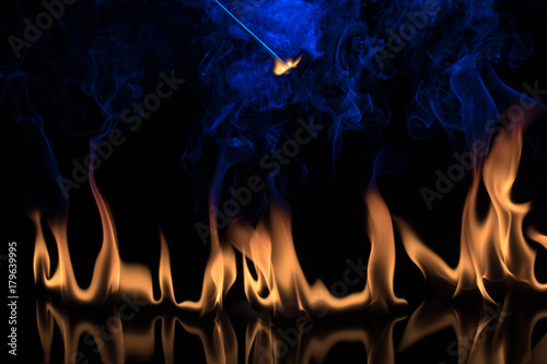 fire on a black background