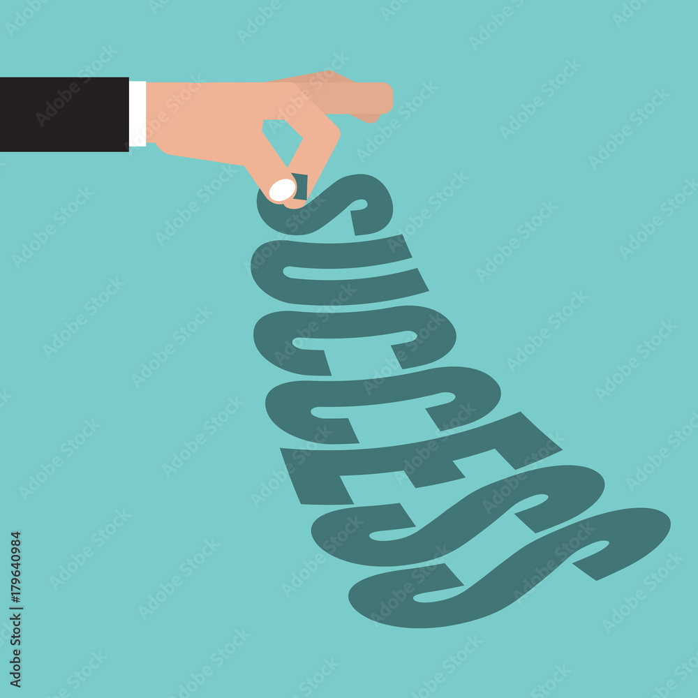 Hand Pick Up Success Word. Life, Business Successful Concept Vector Illustration Hand Pick Up Success Word. Life, Business Successful Concept Vector Illustration
