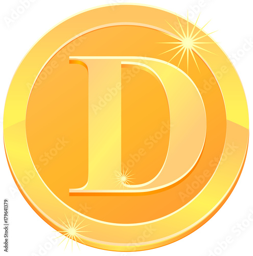 Coin with D letter vector image