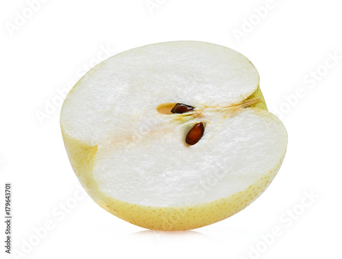 half cut of chinese pear isolated on white background