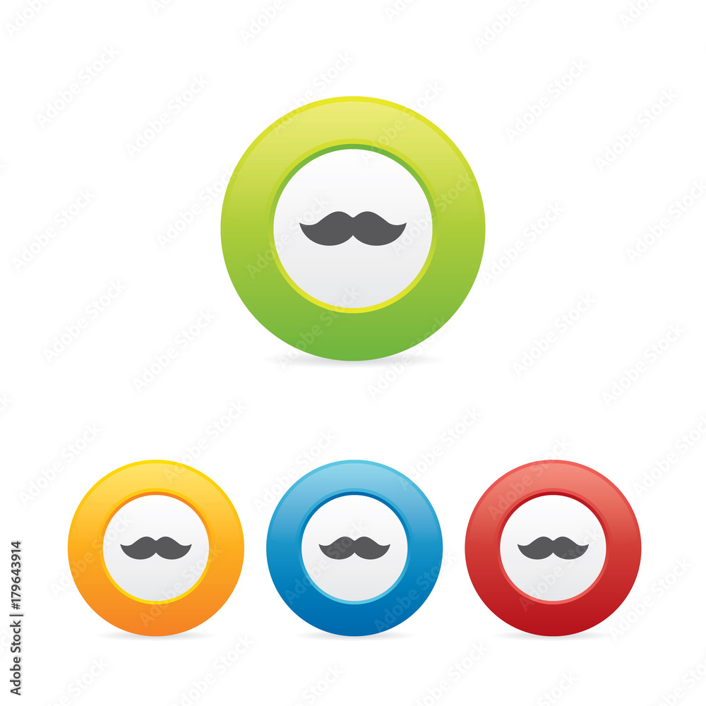 Colorful Round Moustache Icons Colorful Round Moustache Icons