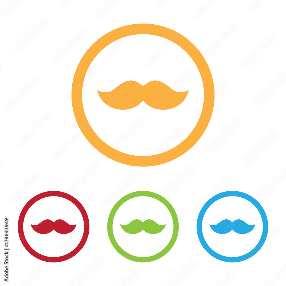 Colorful Moustache Icons With Rings Colorful Moustache Icons With Rings