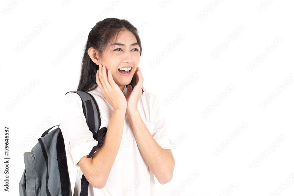 Portrait of Beautiful Young Asian Woman student holding book with attractive smiling isolated on white, Woman with Education Concept. Portrait of Beautiful Young Asian Woman student holding book with attractive smiling isolated on white, Woman with Education Concept.