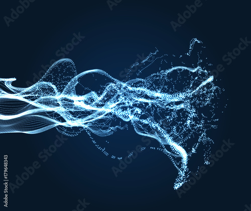Array with Dynamic Emitted Particles. Water Splash Imitation. Abstract Background. Vector Illustration. photo