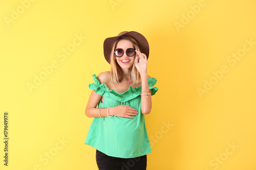 Beautiful pregnant woman on...