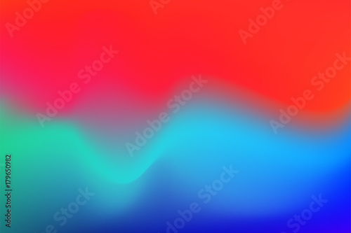 Liquid color flow or watercolor paint colors gradient transition background. Vector trendy modern red and blue light effect or abstract fluid color smooth blend background