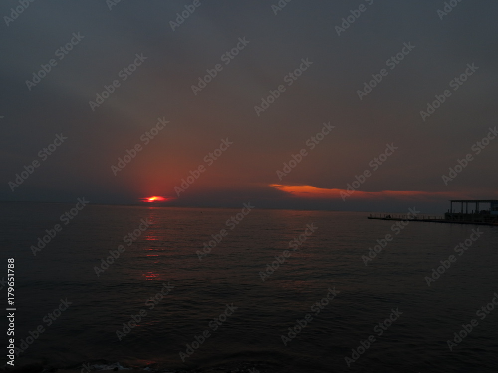 sunset with sea background at Tioman Island, Malaysia