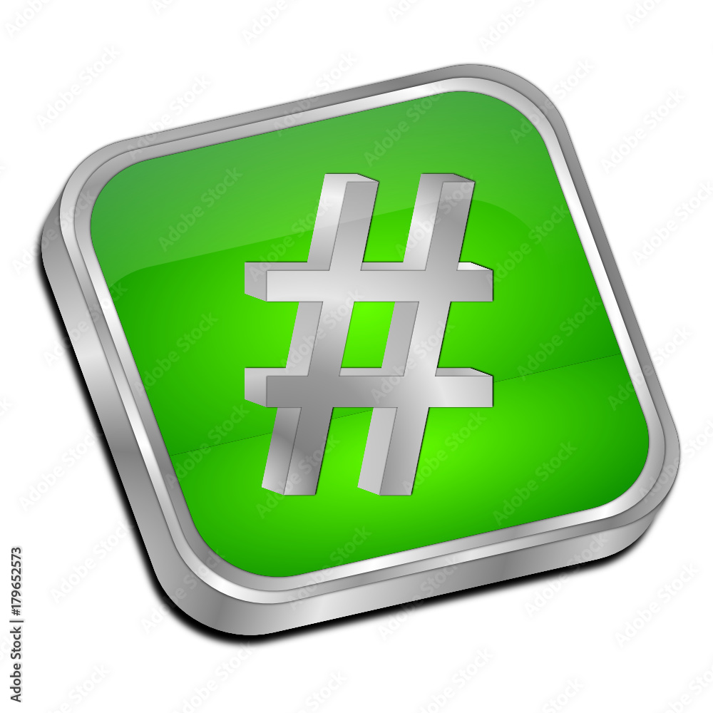 Obraz premium Hashtag Button - 3D illustration